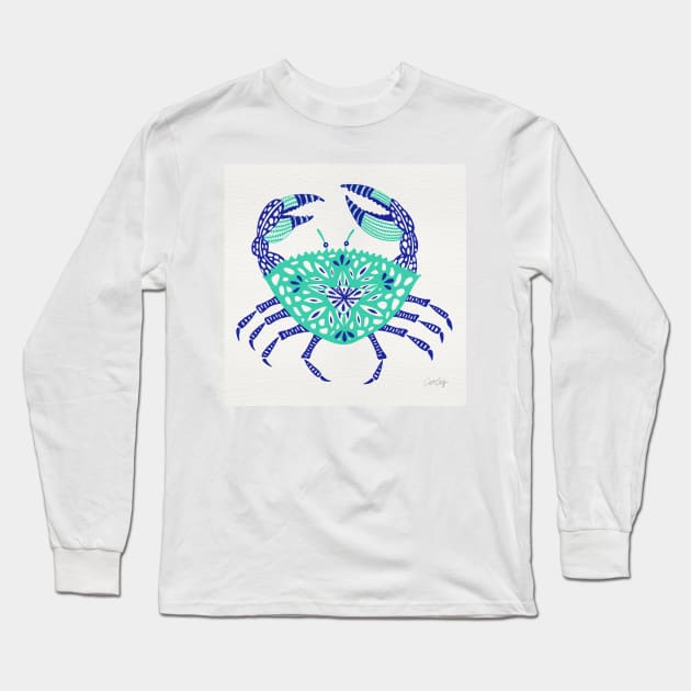 Turquoise Crab Long Sleeve T-Shirt by CatCoq